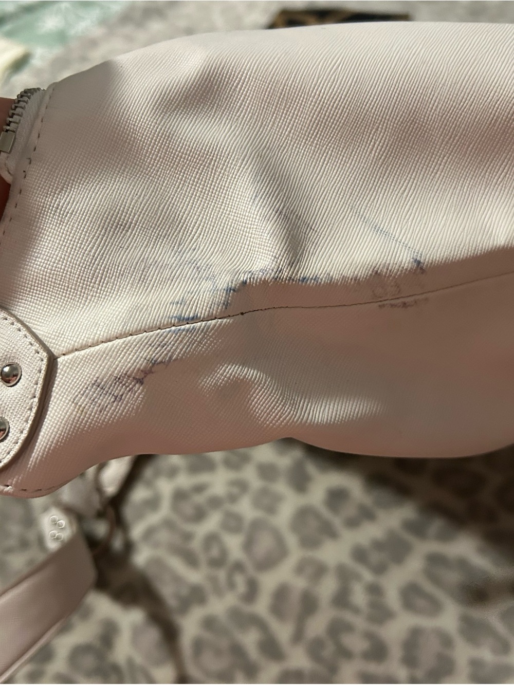 Sharif White Shoulder Bag with Silver Embellishment - Picture 3 of 7